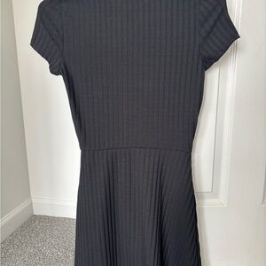 miami Black Ribbed Midi Fit-and-Flare Dress